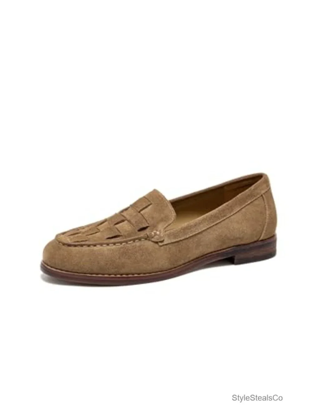 Genuine Suede Woven Loafers, Slip On Mocc Comfort Walking Flats